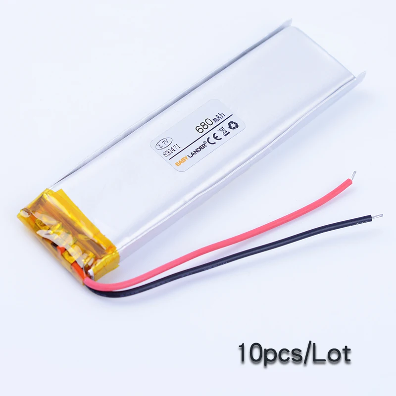 10pcs/Lot 3.7V 680mAh 831471 Rechargeable Lithium Li-ion Polymer Battery 851570 Batteries