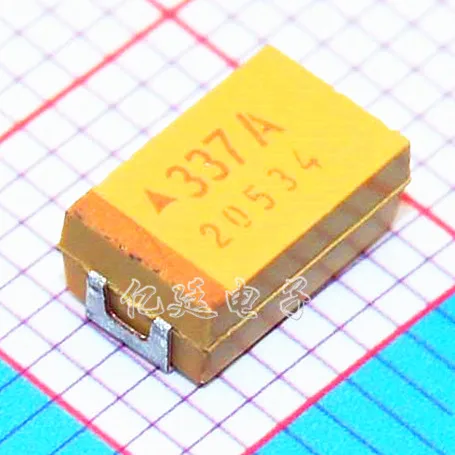 

Chip tantalum capacitor 337C 330UF 16V D type 7343 10% bile capacitance yellow polar capacitance