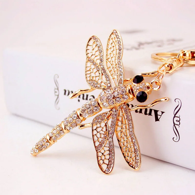 2026 Lovely Crystal Dragonfly Keychain For women Purse Handbag Car Key Keyring Keychains Wedding Birthday Gift Party Jewelry
