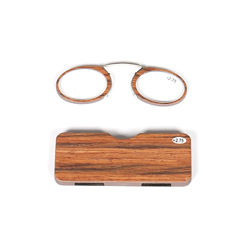 Vintage Oval Round Wood Readers Nose Clip Pince Nose Reading Glasses and Glasses Case comfortable 1.0 1.5 2.0 2.5 3.0 LH239