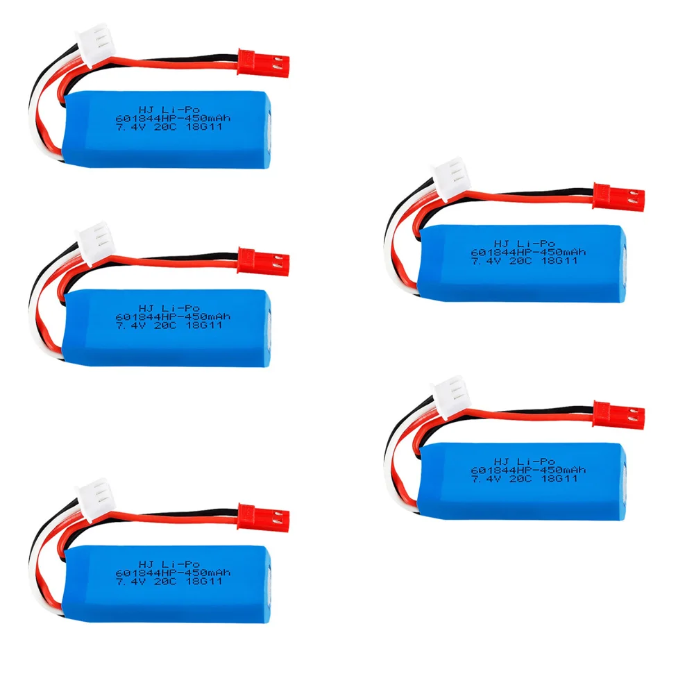 

7.4V 450mAh Lipo Battery 2S for WLtoys K969 K989 K999 P929 P939 RC Car 7.4 V 450 mah 601844 20C battery 5pcs/4pcs/3pcs/2pcs/lot