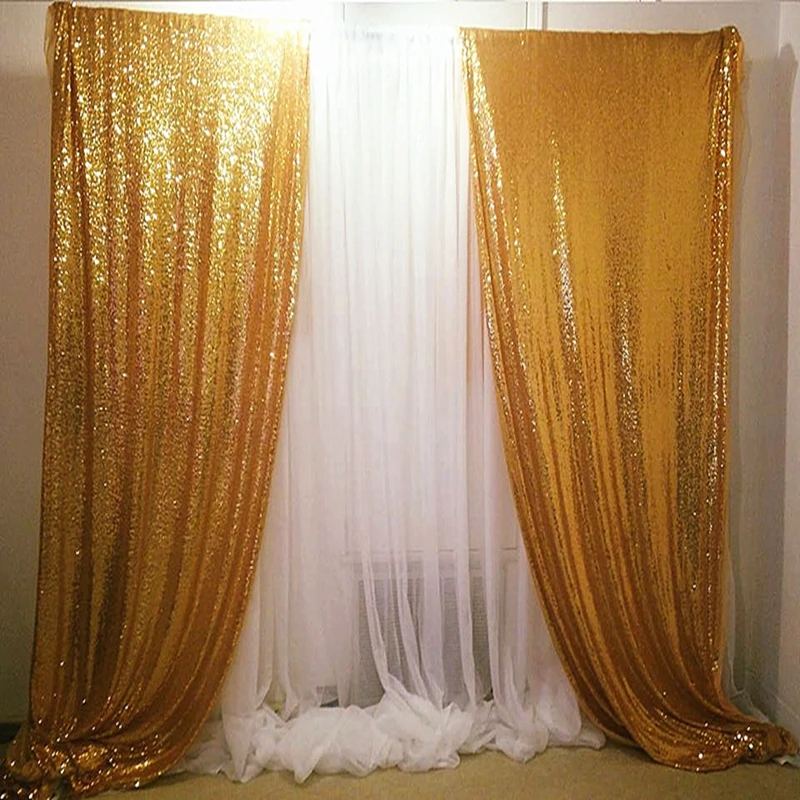 Gold Dark Gold Sequin Backdrop Party Wedding Photo Booth Background Decor Sequin Curtains Drape Panels