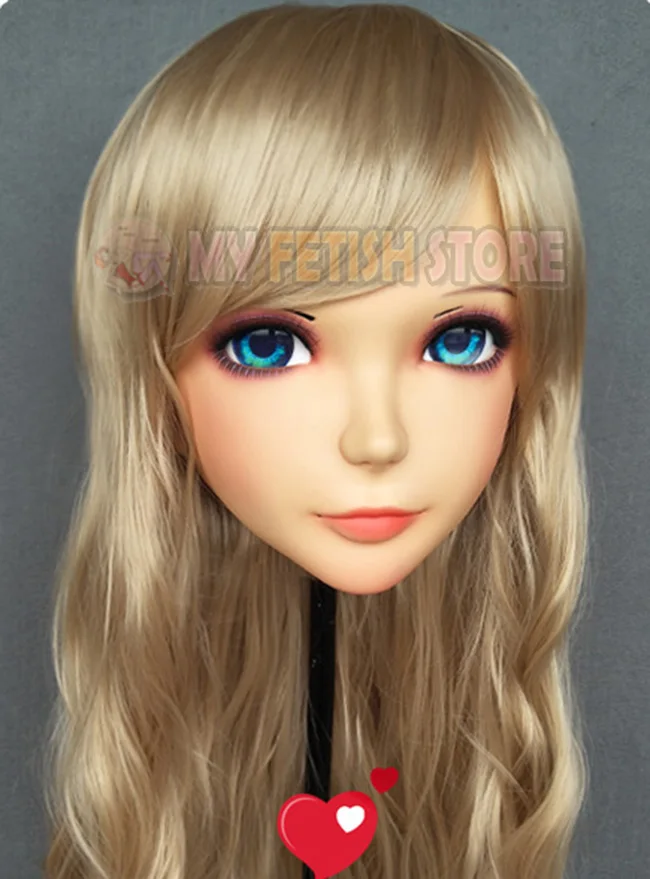 (Mei-02)Female Sweet Girl Resin Half Head Kigurumi BJD Eyes Crossdress Cosplay Japanese Anime Role Lolita Mask With Eyes And Wig