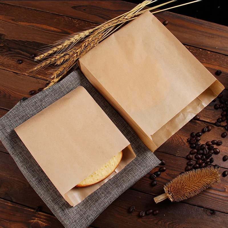 Brown Kraft Paper Packing Bags, Disposable, Fast Food, Wrapping Paper, Baking, Take-out, Chicken, Steak, Oilproof