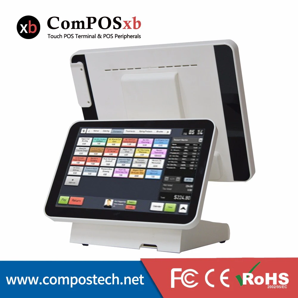 Point of Sales Machine 15 Inch TFT LCD Double Screen Monitor Pos All In One System For Shop