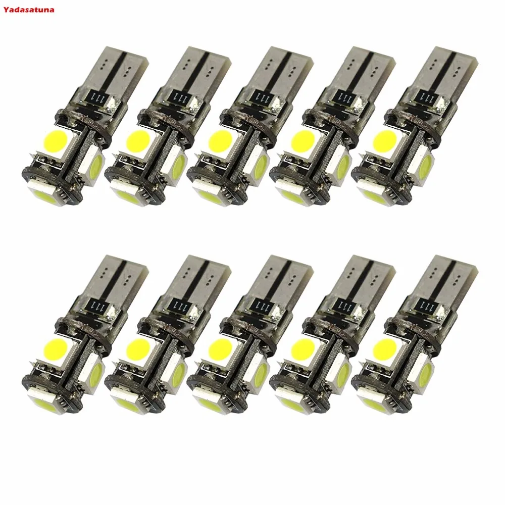 10PCS Lampes Ampoule Phare LED Veilleuse Canbus Sans Erreur W5W T10 5050 5-SMD LED Blanc