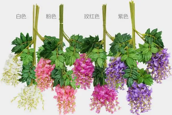 

75cm Romantic Artificial Flowers Simulation Wisteria Vine Short Silk Plant Home Party Wedding Garden Decoration