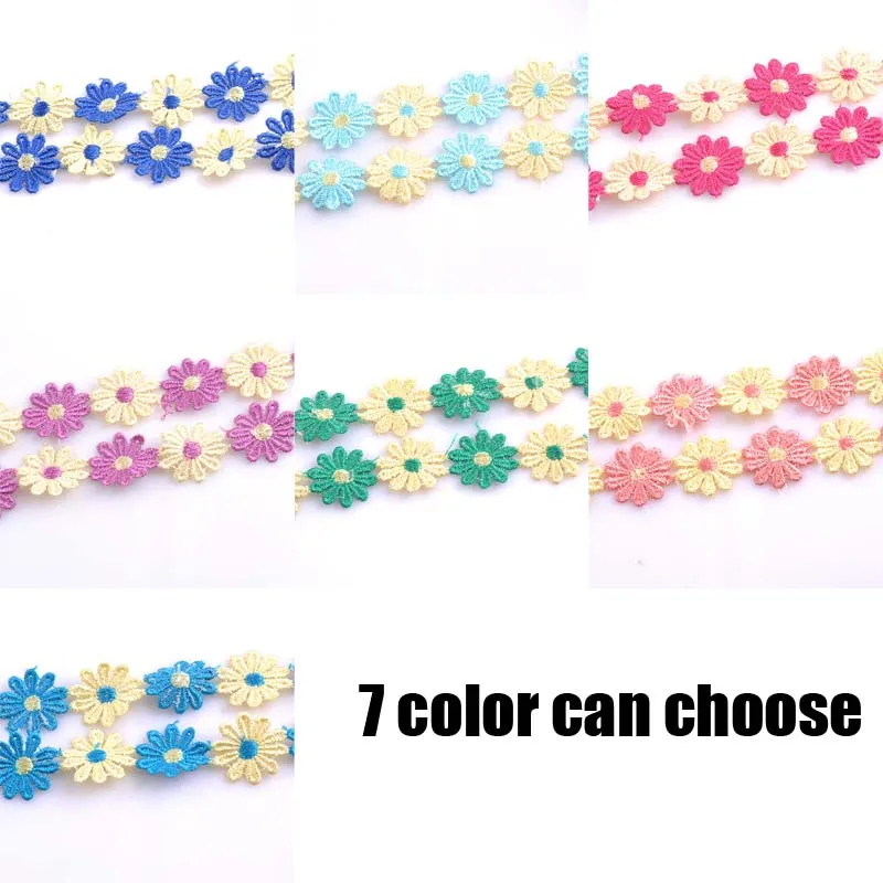 30mm Width 2yards/ lot Multicolor Flower Inelastic Lace Decorative Lace Wedding Birthday Christmas Decorations 7color CP0638