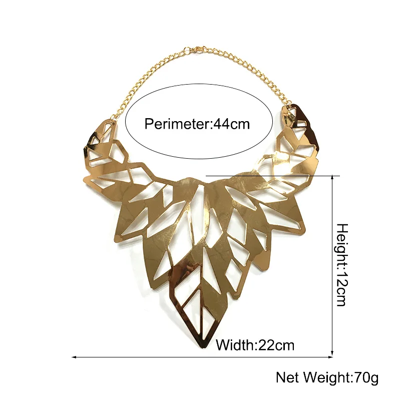 MANILAI Hollow Leaf Metal Choker Punk Large Necklaces Women Collar Big Torques Statement Necklaces Maxi Jewelry Gold Color