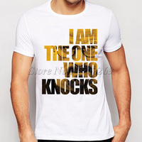 New men's walt white printed Breaking Bad t shirt short sleeve creative I am the one who knocks design tops hipster fashion tee