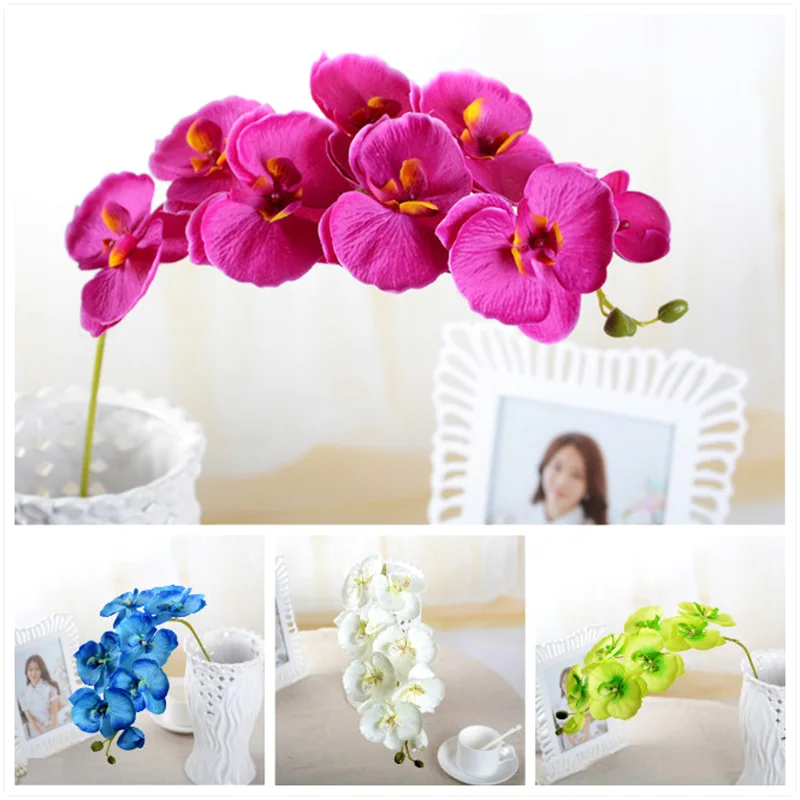 11 Colors Artificial Flowers Fake Phalaenopsis Silk Fashion Butterfly Orchid Bouquet Wedding Home Decoration Outdoor Garden