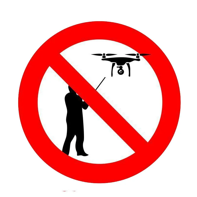 YJZT 12CM*12CM Car Sticker Warning PVC No Use Of Drones Decal 12-1151