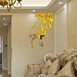 3D DIY Plant Pattern Mirror Wall Sticker Removable Acrylic Art Mural Decal Stickers For Living Room Bedroom Home Decoration
