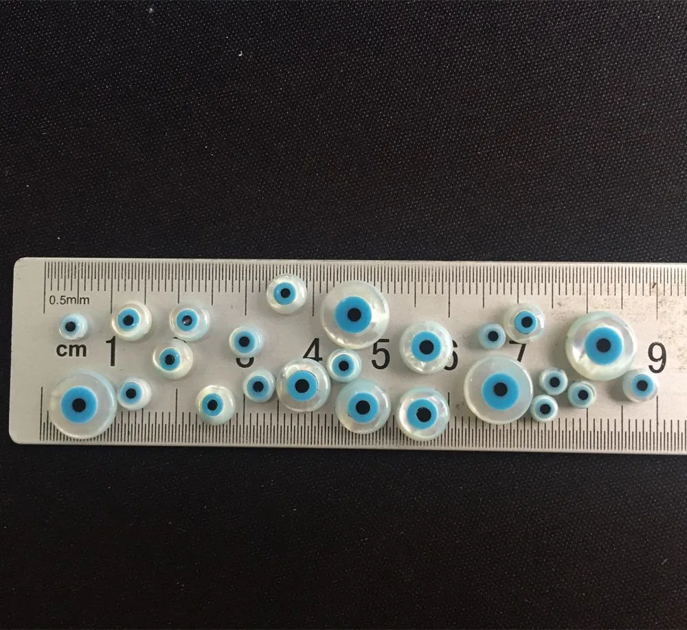 10Pcs/Pack 4/5/6/8/10/15MM Evil Eye Natural Pearl Bay Eyes Beads Findings Accessories DIY For Bracelet Necklace Jewelry Making