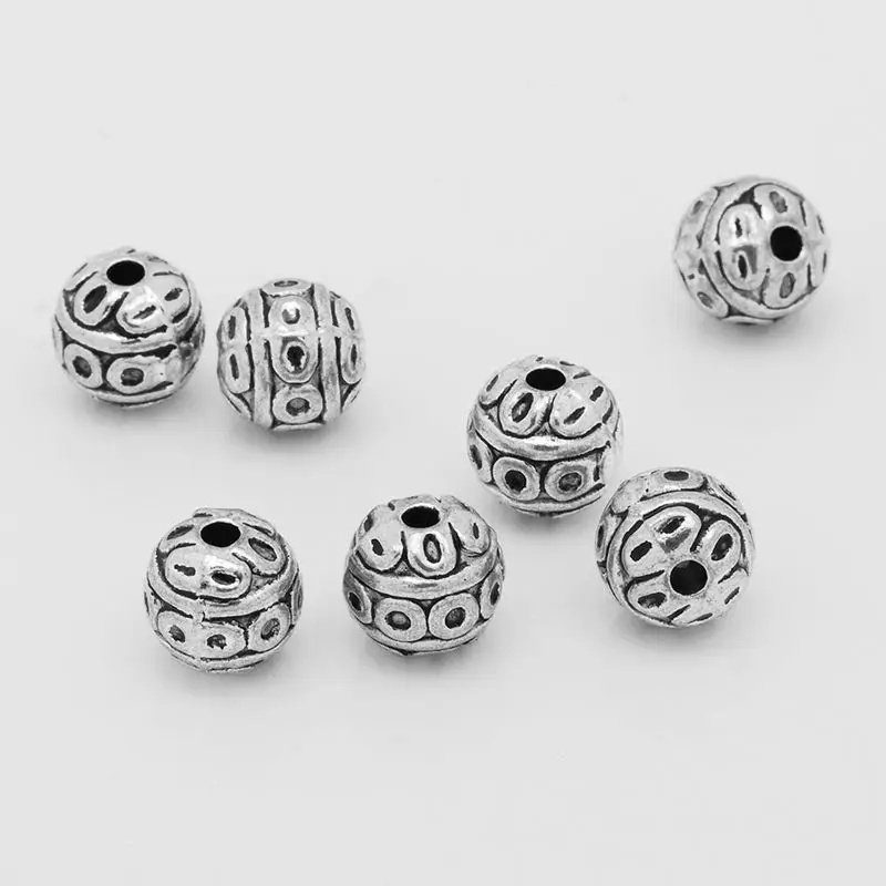 

50pcs 8mm Vintage Metal Tibetan Flower Beads, Round Spacer Bead Findings For Jewelry DIY-10036950