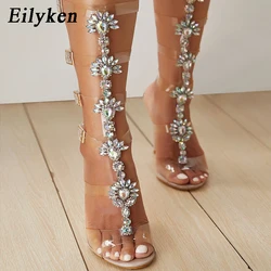 Eilyken PVC trasparente sandali di cristallo donna Sexy Open Toe tacchi alti scarpe Summer Party Gladiator Pumps taglia 42