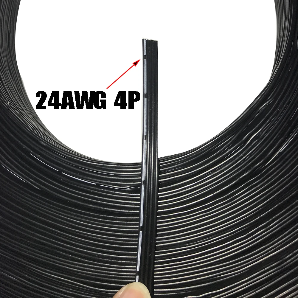 2M 24AWG Special Soft Silicone Cable 4Pin Black Plus White Note Strip Silicone Wire -60C 200C 4Core 0.2 Square Cable