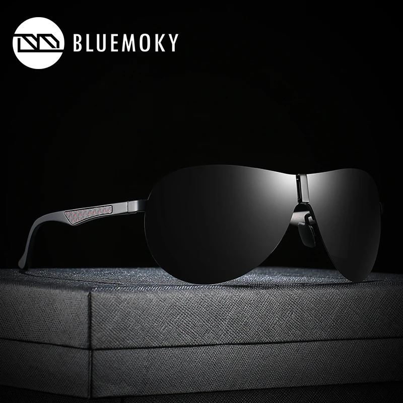 BLUEMOKY Male Rimless Siamese Sunglasses for Men Polarized UV400 Pilot Sun Glasses for Men Polarized Sports Eyewear