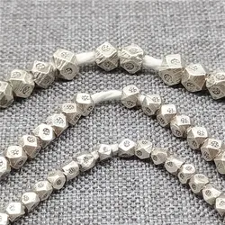 Karen Hill Tribe Silver Hexagon Faceted Beads w/ Imprint for Bracelet Necklace
