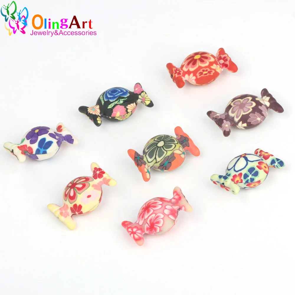 OlingArt 29MM 8pcs Mixed Colors Sugar block ceramic Polymer Clay Jewelry Beads for children DIY Bracelet necklace jewelry making