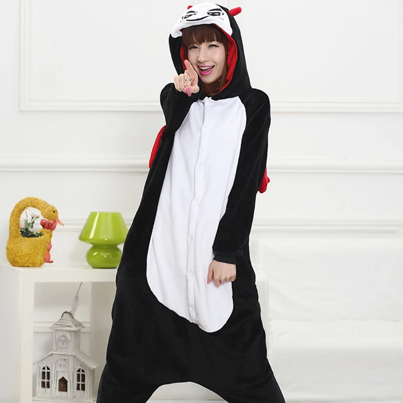 

Adult Anime Devil Kigurumi Onesies Cute Costume For Women Men Funny Warm Soft Animal Demon Onepieces Sleepwear Home Cloths Girl