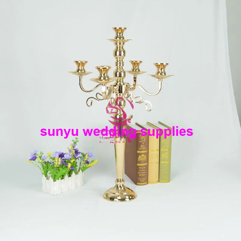 

60cm tall Candle Holders 5-arms Metal Gold/ Silver Candelabras Crystal Candlesticks For Wedding Event Centerpieces senyu0010