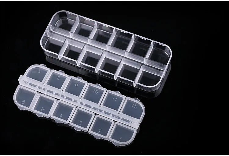 Nails Art Empty Storage Rectangle Rhinestones Beads Slices Decorations Nail Art Box