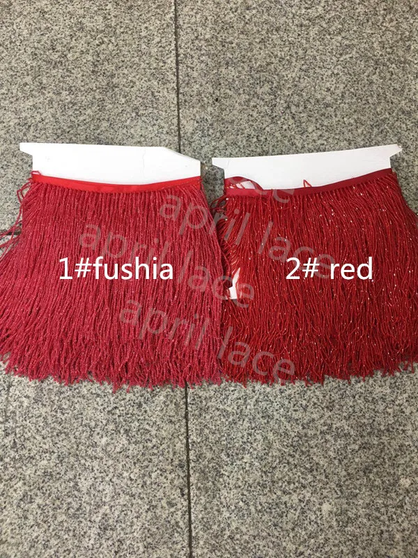

DX0010# 5 yards /bag 16-17cm fushia /red color beads satin ribbon fringe tassel for garment/decorative/wedding dress