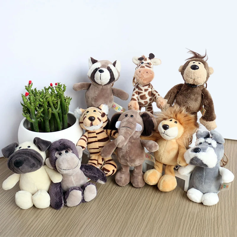 Cute Cartoon Animal Plush Keychain 15Cm Turtle Elephant Tiger Lion Hippo Raccoon Bulldog Bulldog Cat Penguin Monkey Plush Toy