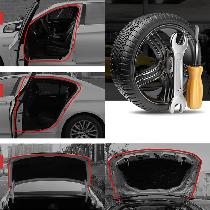 Car Door Seal Strips Sticker Weatherstrip Rubber B Shape Door Seals Sound Insulation Auto Door Sealant Automobiles Accessories