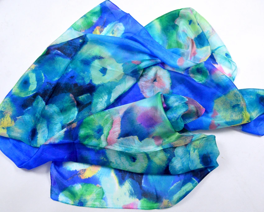 100% Silk Long Scarf Shawl Printed Hot Sale Women Pure Silk Scarves Wraps Female Plus Size Spring Autumn Silk Cape 180*110cm