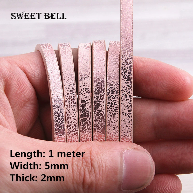 5 루트 1 미터 x 5mm 플랫 PU 가죽 코드 & 로프 Diy 쥬얼리 결과 액세서리 패션 쥬얼리 팔찌 재료 만들기