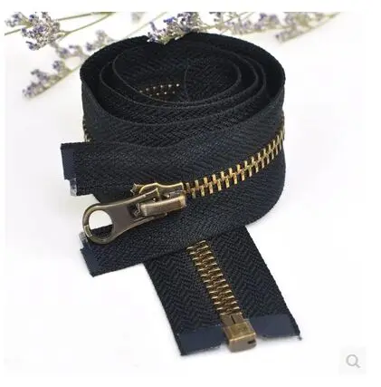 

40-100cm 5# brass metal nylon black zipper with one slider and double sliders garment sewing diy clothing accessories1256