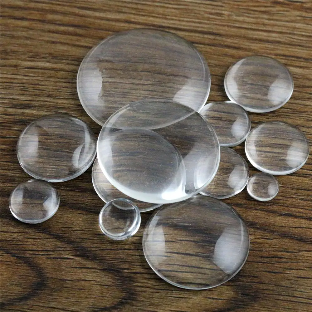 

6mm 8mm 10mm 12mm 14mm 16mm 18mm 20mm 25mm 30mm 35mm Round Flat Back Clear Glass Cabochon, High Quality,Wholesale Promotion