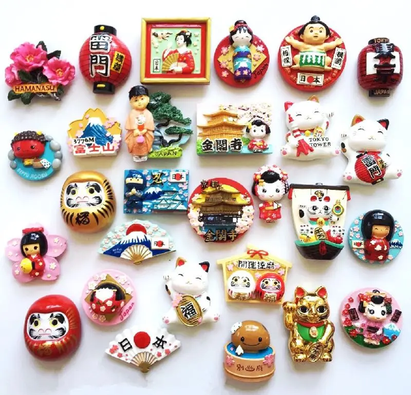 Kimono Doll Mount Fuji krajobraz wysokiej z żywicy 3D magnesy na lodówkę japonia podróży pamiątki lodówka naklejka magnetyczna