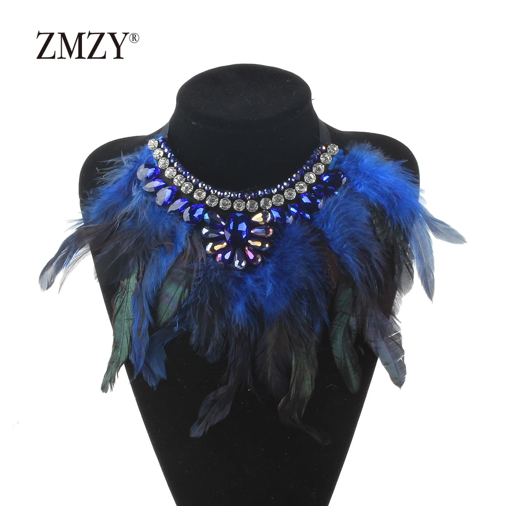 ZMZY New Necklace Fashion Chain Multilayer Long Feather Necklace Luxury Statement Necklaces Bijoux Jewelry Wholesale