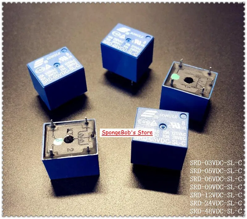 5pcs/Lot SRD-12VDC-SL-C / SRD-24VDC-SL-C / SRD-48VDC-SL-C SONGLE Power Relay 5PINS 12/24/48V PCB Type