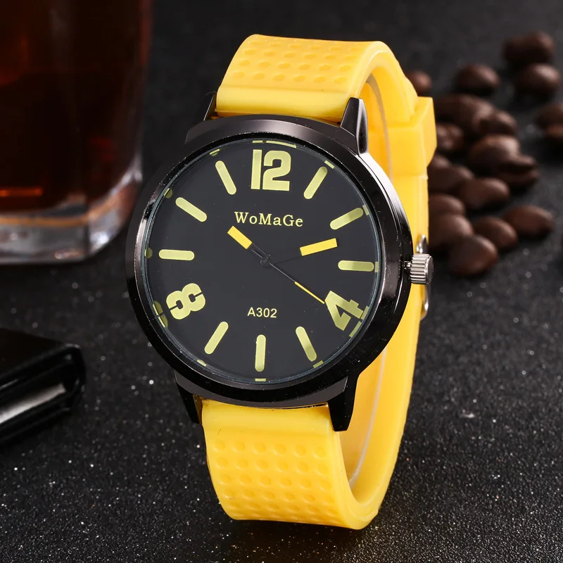 High Quality Fashion Brand Factory Price Candy Colour Big Dial Womage Woman Man Unsex Student Silicone Band Quartz Watches