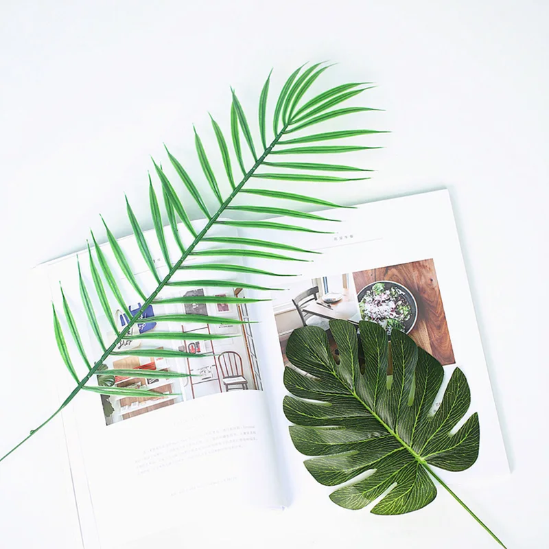 Accesorios de fotografía para el hogar y la Oficina, plantas de hojas simuladas, hojas verdes doradas, accesorios de estudio fotográfico, decoración DIY