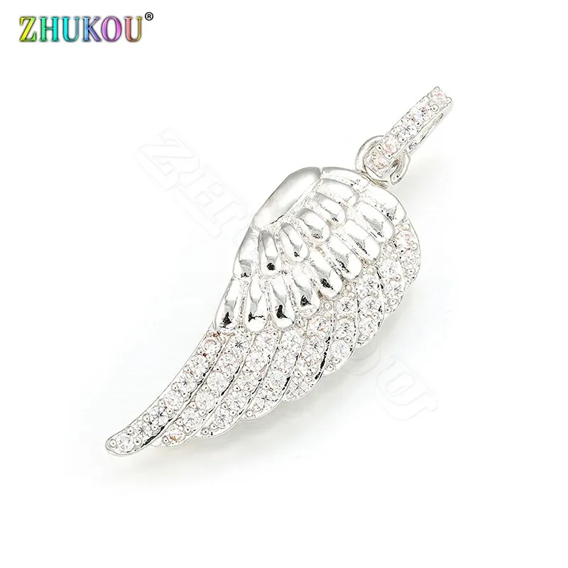 ZHUKOU 13x38mm Best quality angel wings pendant brass metal Charms for Women necklace and earring making Accessories VD412