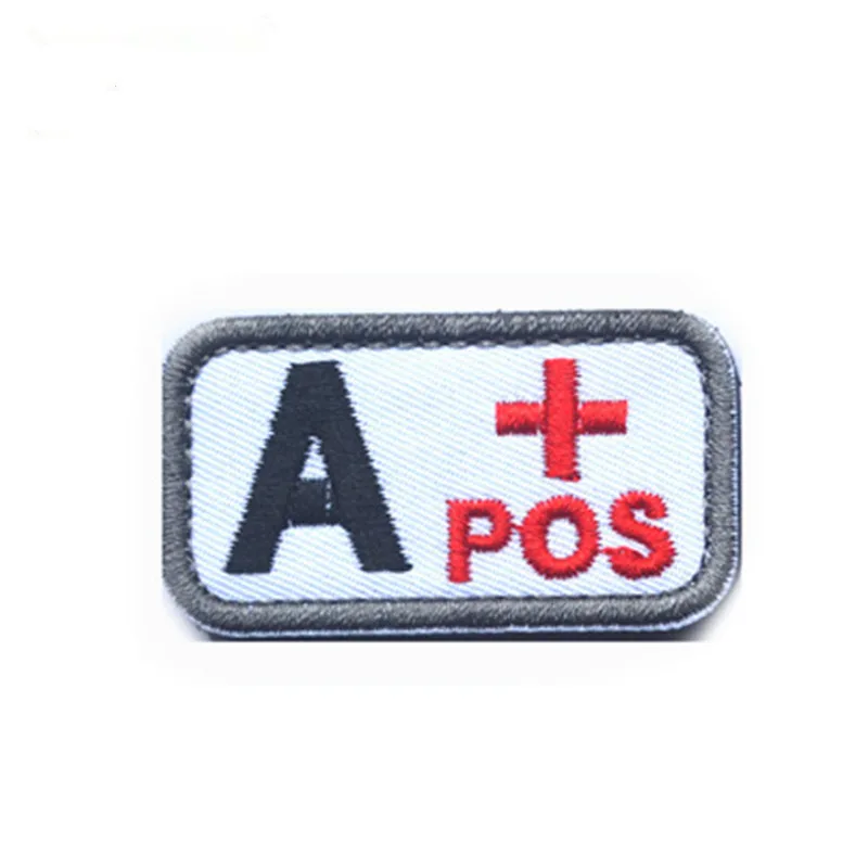 Parche de tipo de sangre A + B + AB + O + frontal POS A-B-AB-O, parche negativo NEG, insignia militar táctica