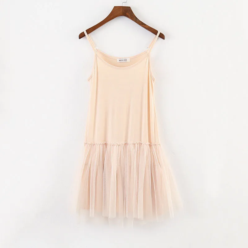 

Sanishroly 2025 Весна-Лето Женское модальное платье с сетчатыми вставками, без рукавов, на бретельках, кружевное, из тюля, Vestido