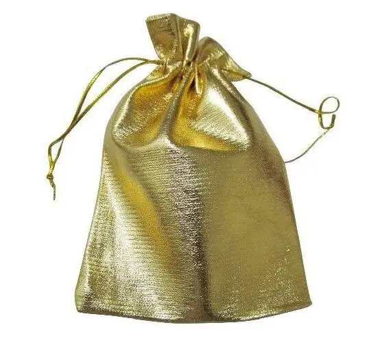 

7*9cm 100pcs Handmade Gold Drawstring Bags For Wedding/Party/Christmas/Gift/Jewelry Pouches Packaging Bags