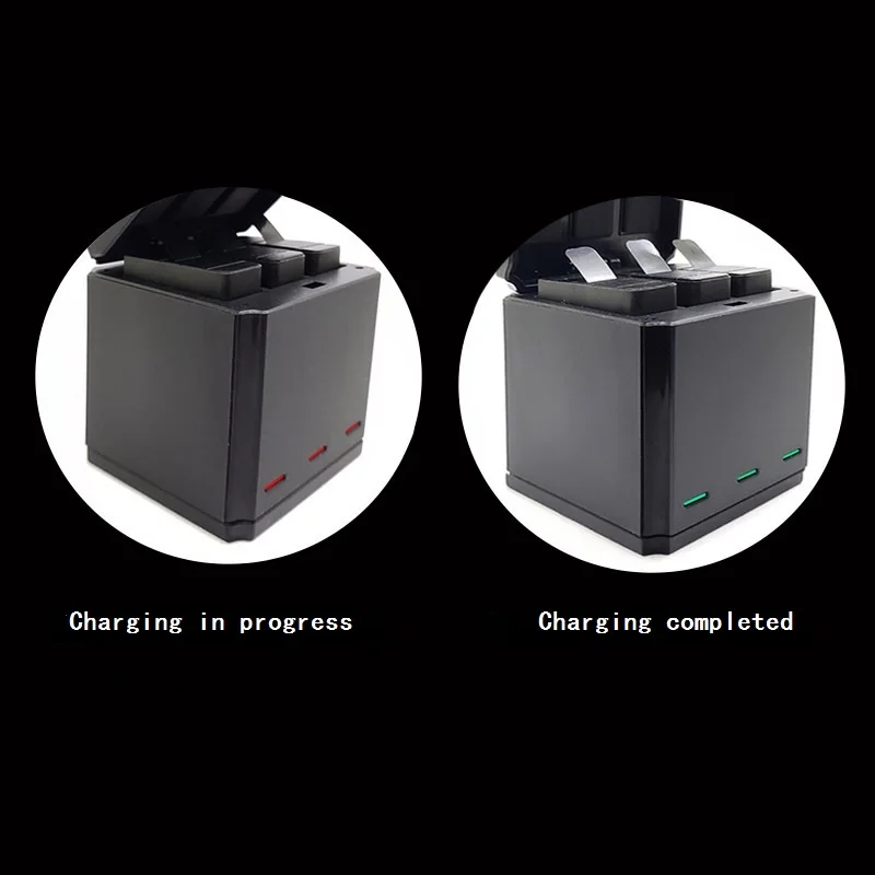 3-Way شاحن بطارية LED شحن صندوق حمل البطارية الإسكان ل GoPro بطل 8 7 6 5 الأسود فك الملحقات علبة البطارية