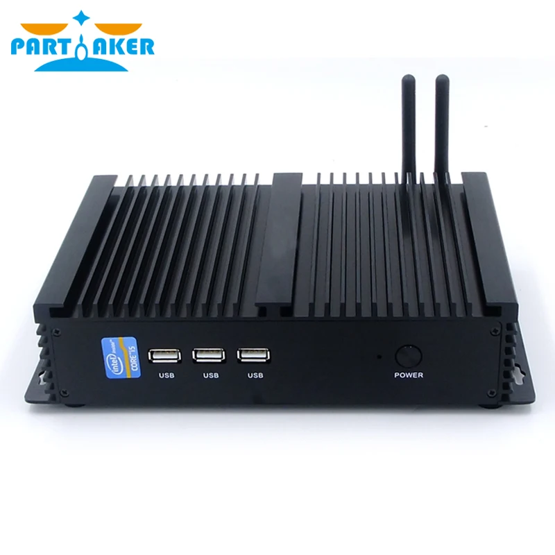 Partaker I3 Bezwentylatorowy Barebone Mini PC Core i3 i5 Windows 10 Wytrzymała obudowa ITX Wbudowany komputer przemysłowy 1 LAN 1 VGA 2 COM