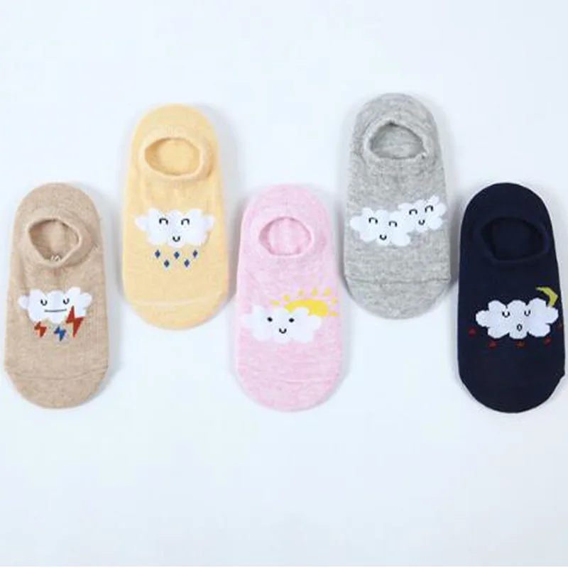 girl socks 2017 new summer 5pairs/lot children short sock cotton 1- 10 year  weather pattern boat socks non-slip baby socks