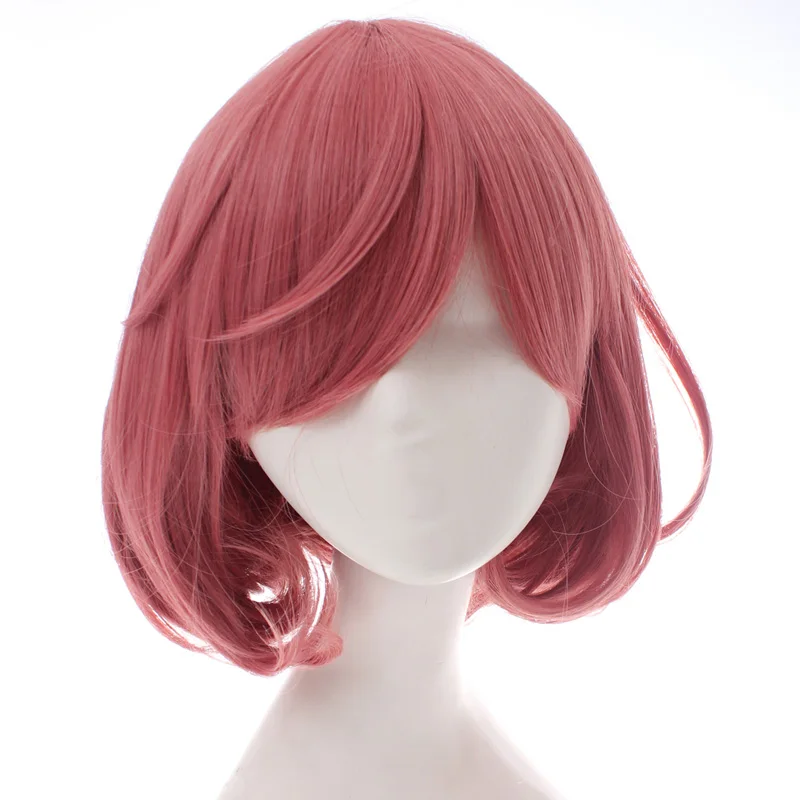 Noragami Aragoto Ebisu Kofuku 14 "Peer Krullend Roze Korte Synthetische Cosplay Vrouwen Haar Hittebestendigheid Vezels Pruiken + cap