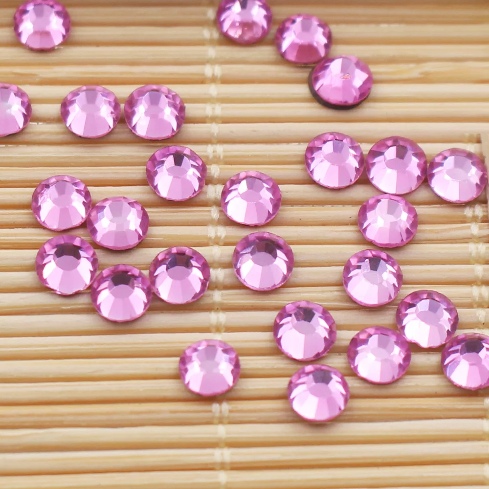 Lt Rose Flatback Glass Hotfix Rhinestones Iron On Strass Crystal Stones Hot Fix Rhinestones For Clothes Fabric Decoration Gems