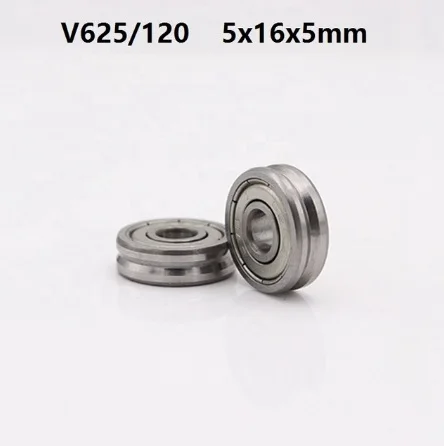 

100pcs/lot V625ZZ V625/120 625VV 5x16x5mm V groove ball bearing guide track roller wheel bearing pulley bearing 5*16*5mm