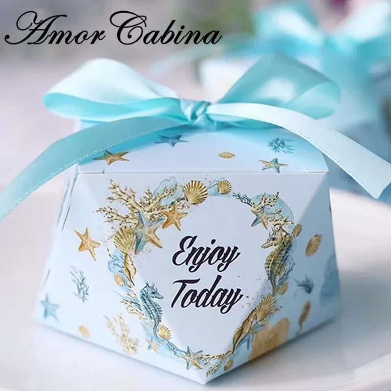 

50pcs Diamond-type wedding like deer / marine candy box baby shower birthday party decoration Bomboniera party gift box